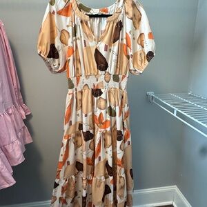 Entro Cream and Brown Maxi Dress